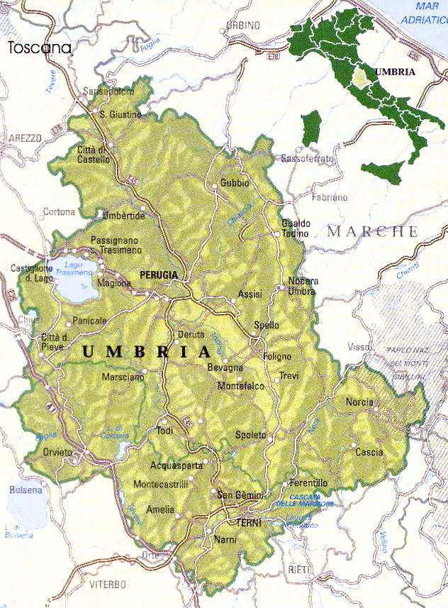 Tour Umbria - Map of Umbria, Italy
